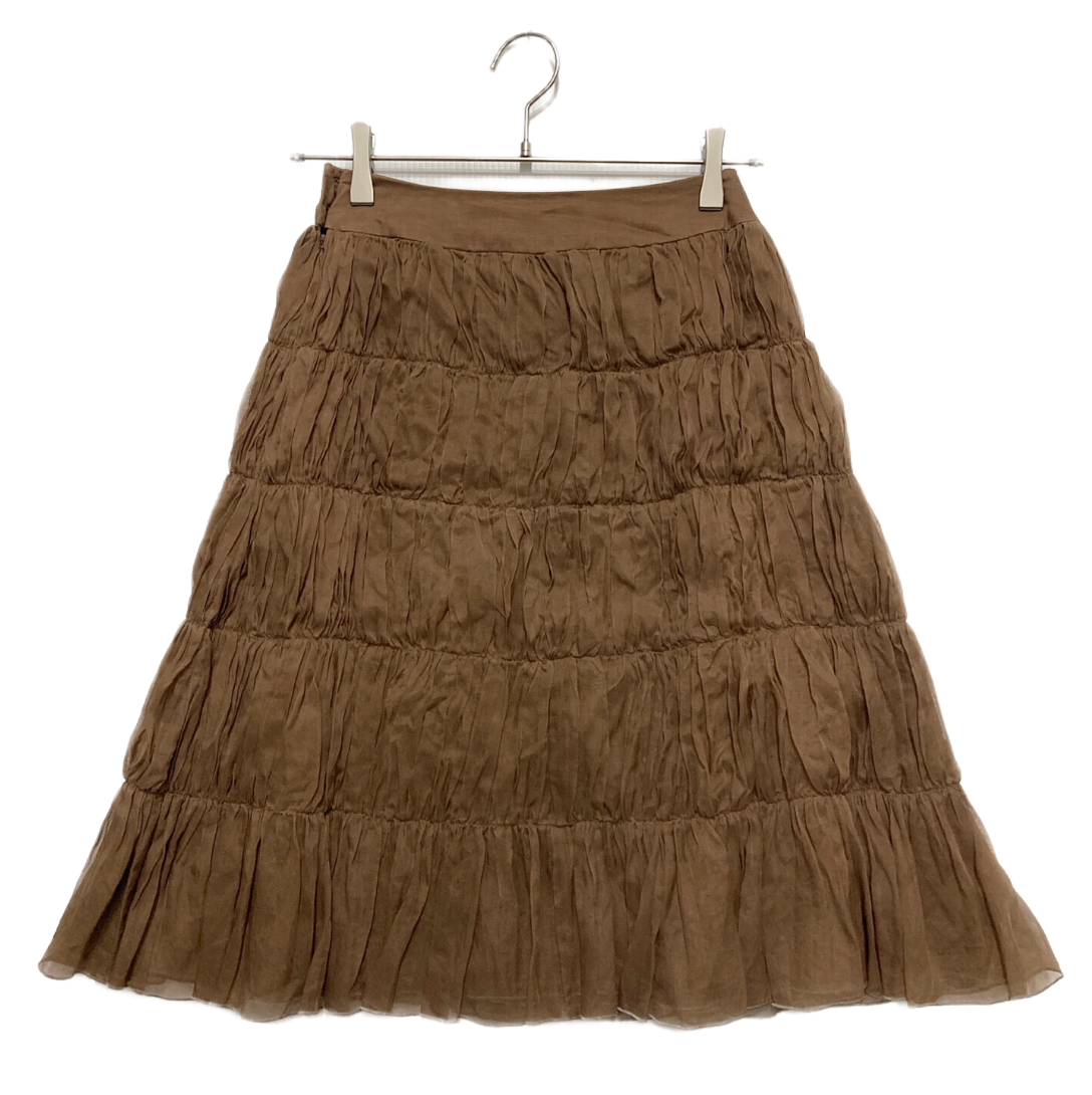 Chanel Silk Layered Ruffle Row Nude Skirt