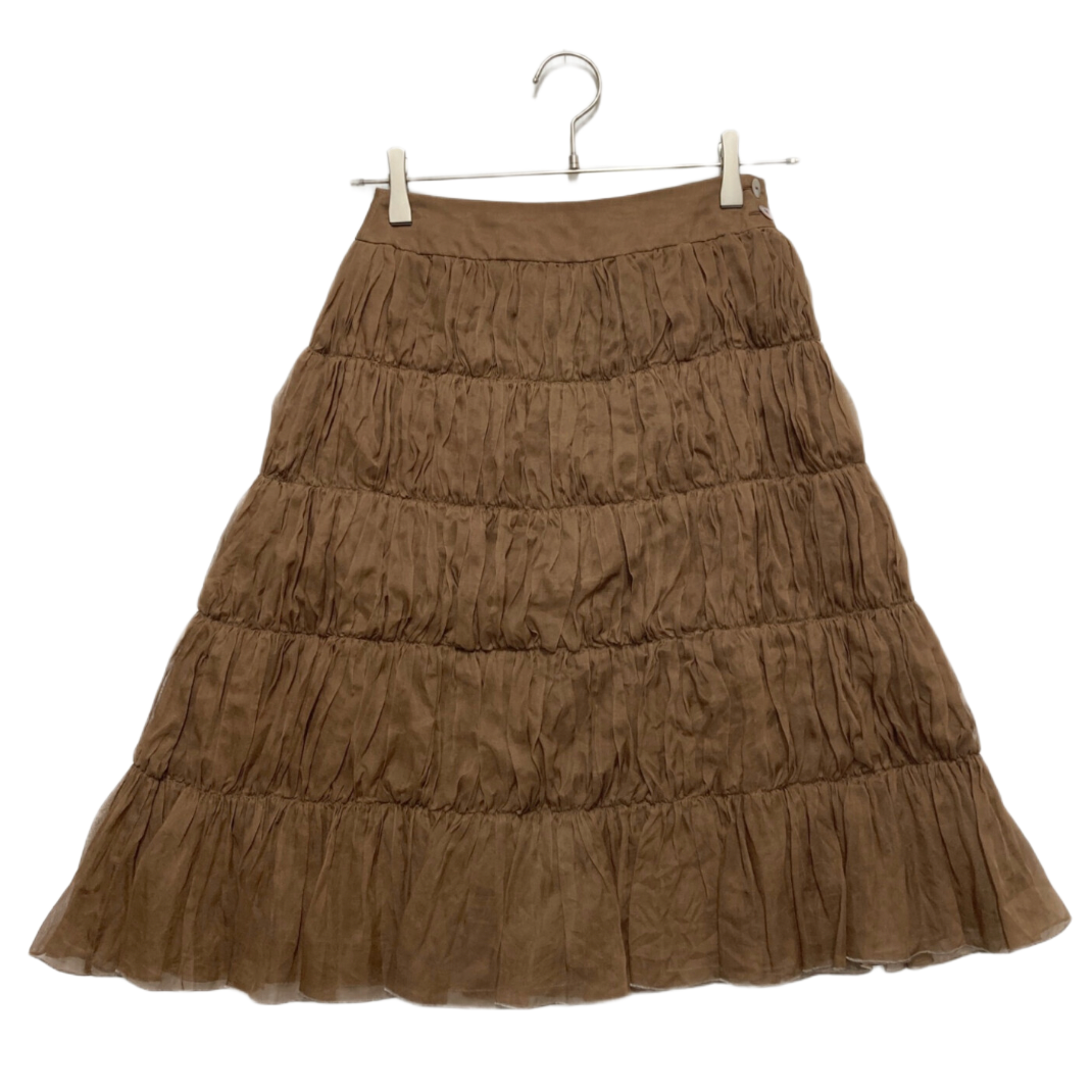 Chanel Silk Layered Ruffle Row Nude Skirt