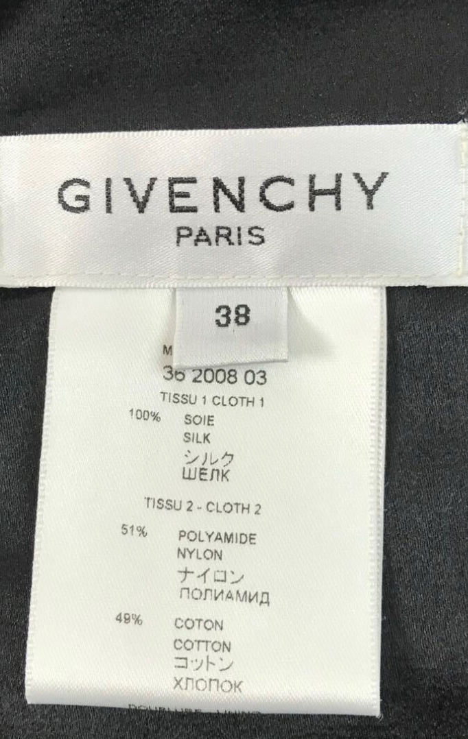 GIVENCHY Silk Sless Long Dress 38 Black Lace Satin 100% Silk