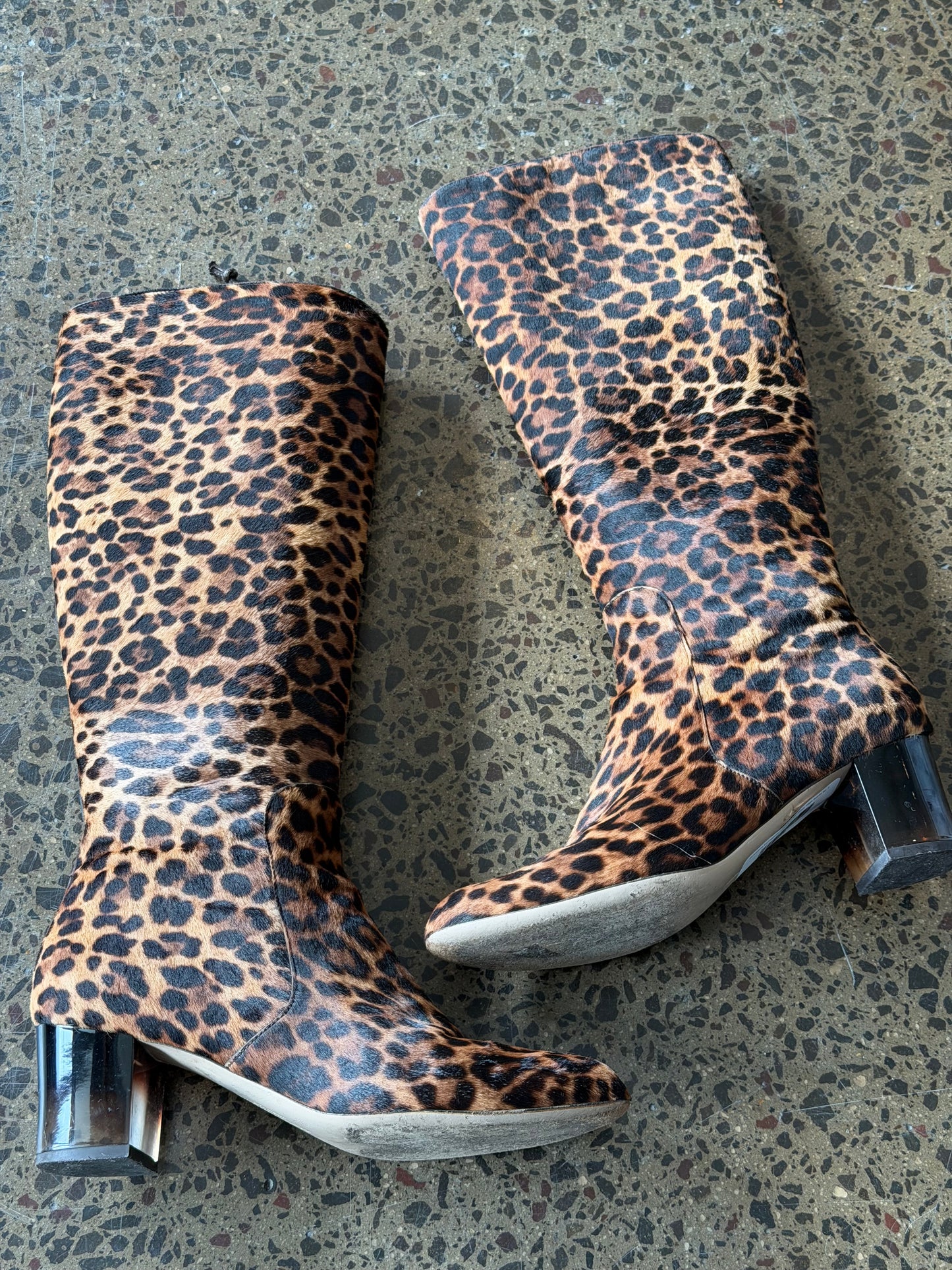 Salvatore Ferragamo Leopard Fur Knee High boots Sz 7