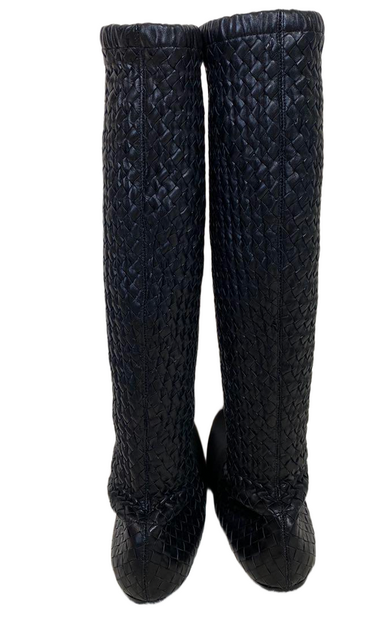 Bottega Veneta Intrecciato Leather woven flat Boots sz 6.5 with dust bag