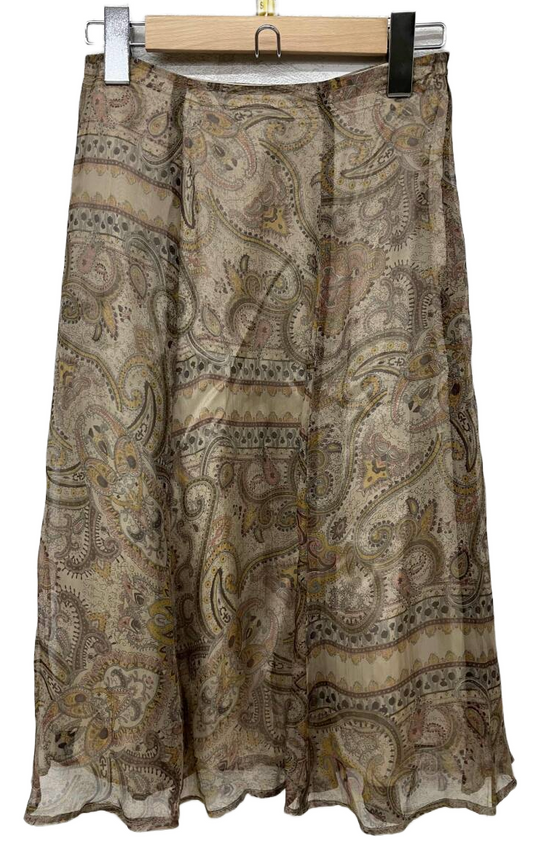 DRIES VAN NOTEN Women's Paisley Brown Size 38 Knee-length Chiffon Skirt Silk
