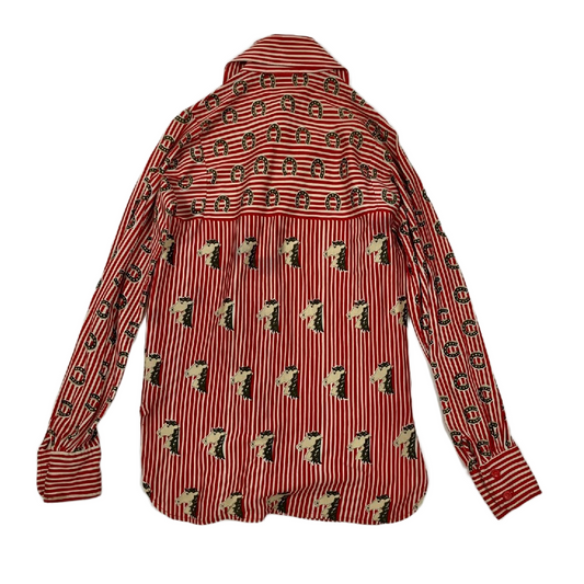 Christian Dior Long Sleeve Shirt Tops Pattern Horseshoe Red blouse