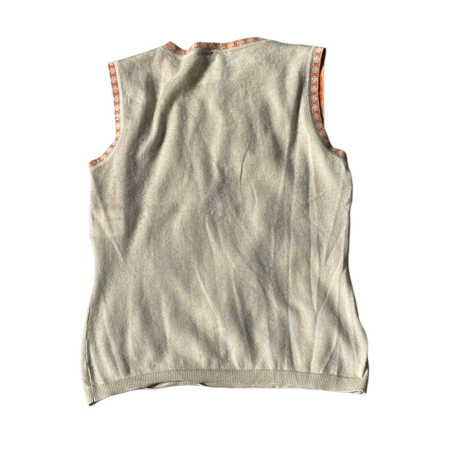 Chanel Cashmere Logo Hem Sless Knit Top