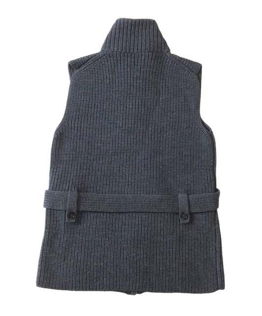 Prada Wool Knit Vest Full Zip Belted Sweater Jacket Gray