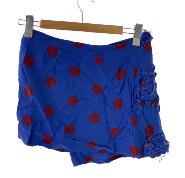 tricot COMME des GARCONS Blue Burgundy Dot Wrap Rip Skirt AD 2003