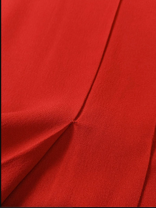 Prada Red layered pleat sless shift Dress w Bow