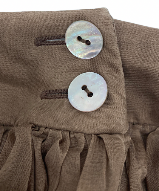 Chanel Silk Layered Ruffle Row Nude Skirt