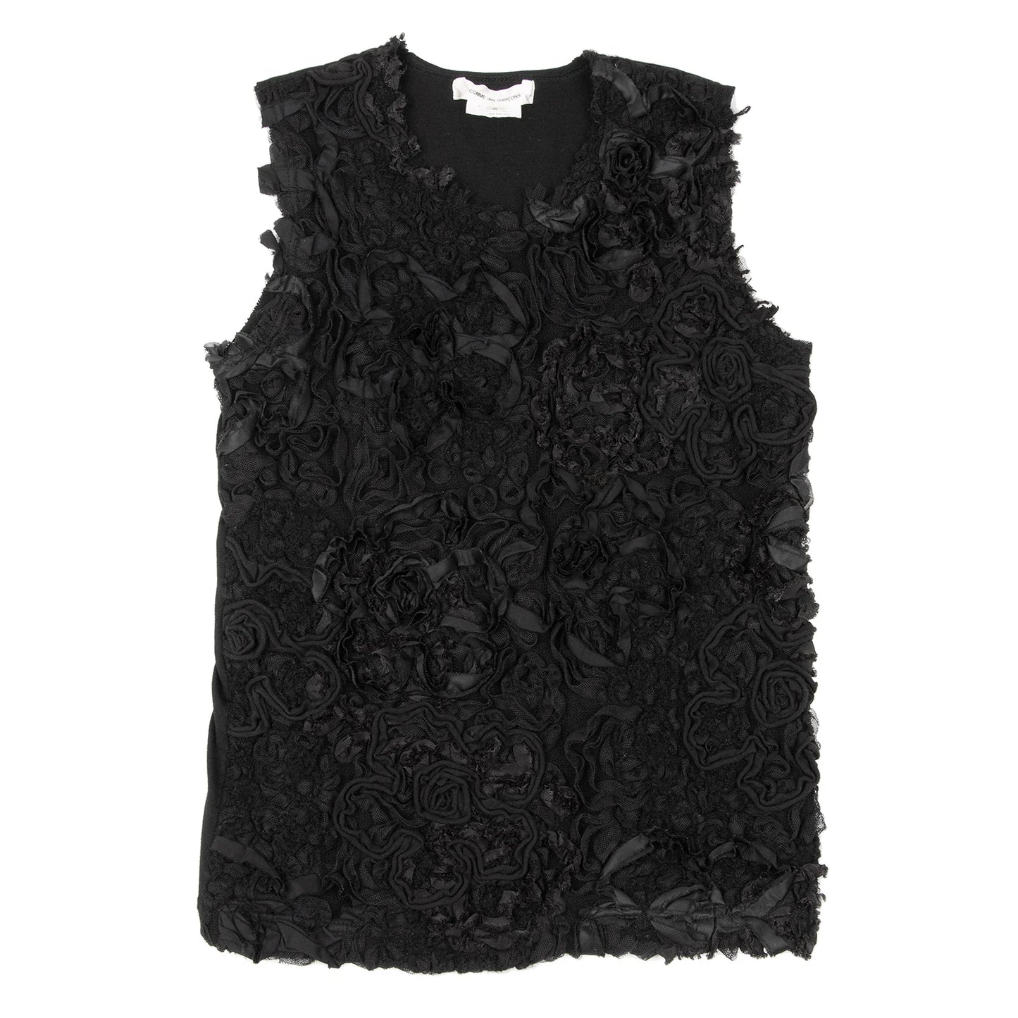 Tricot Comme Des Garcons Rose Floral 3D Cotton Tank Top