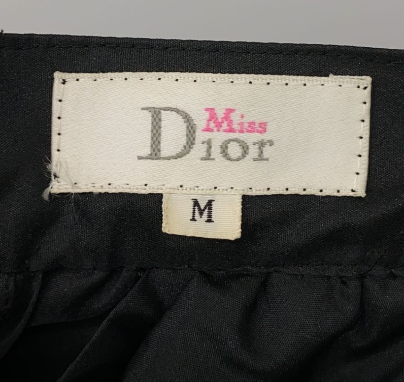 Miss Christian Dior Black Nylon Assymetrical Pleated Skirt