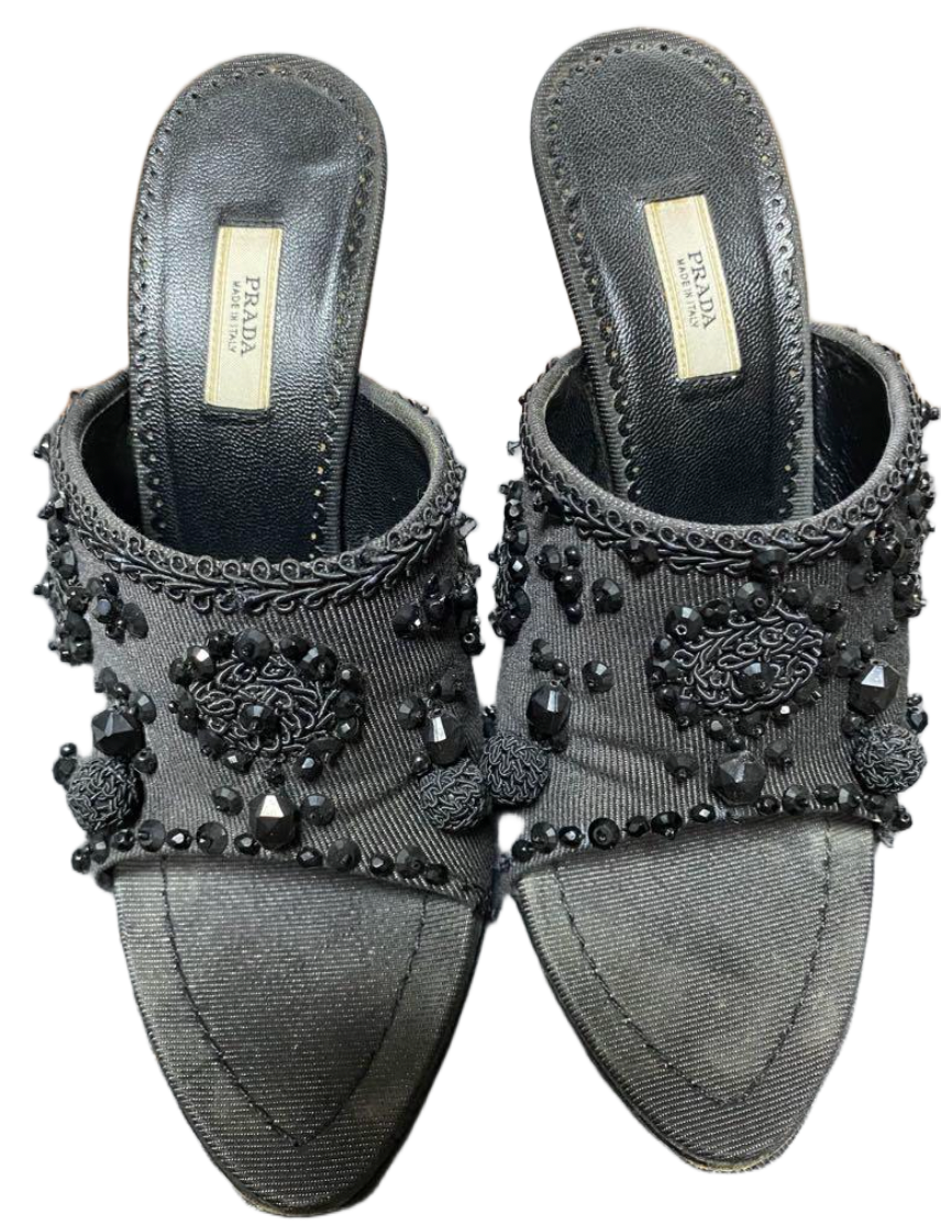 Prada Hand Beaded Mule Sandals Sz 36