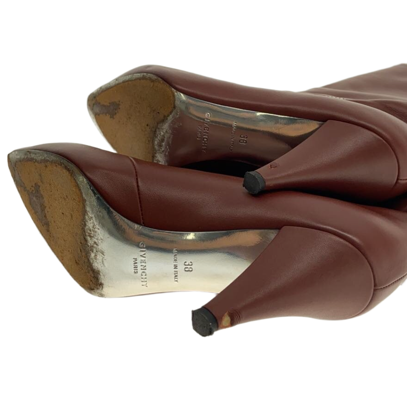 Givenchy Zipper Brown Red Kitten Heel Boots