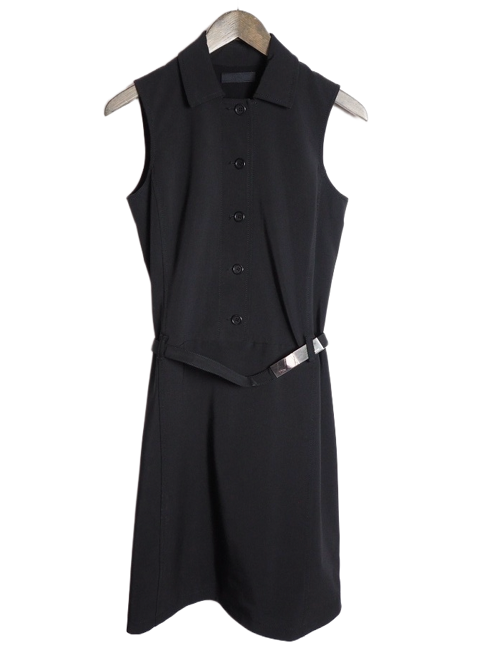 Prada Sless Button Down Shirt Dress w matching belt