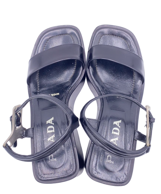 Prada Platform Leather Strappy Sandals Sz38