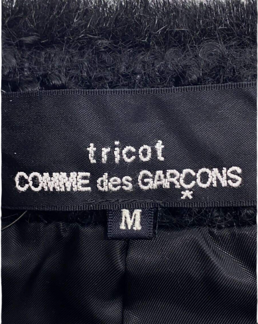 Tricot Comme des Garcons Tweed Fur Trim Jacket w Safety Pin Blazer AD 1999