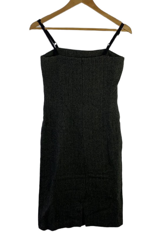 Dolce & Gabbana Camisole Tweed Wool dress w floral embroidery