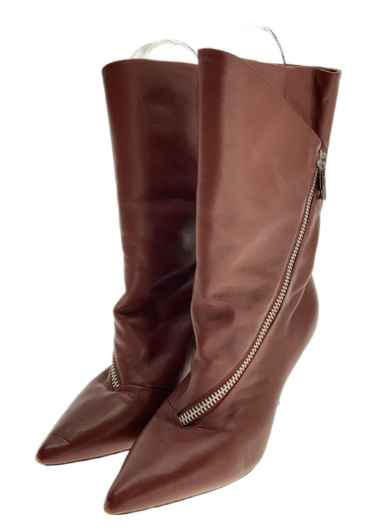 Givenchy Zipper Brown Red Kitten Heel Boots