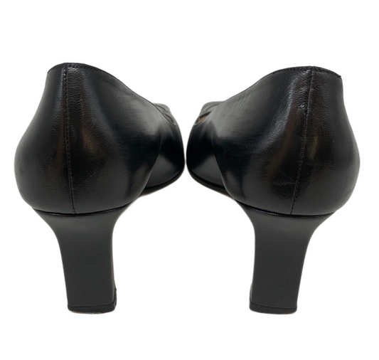 Chanel Coco Square Toe logo cap toe leather pumps