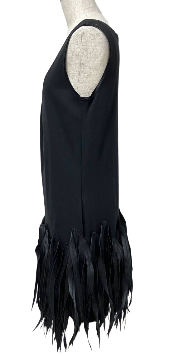 VIVIENNE TAM sleeveless dress with fringe leaf feather hem