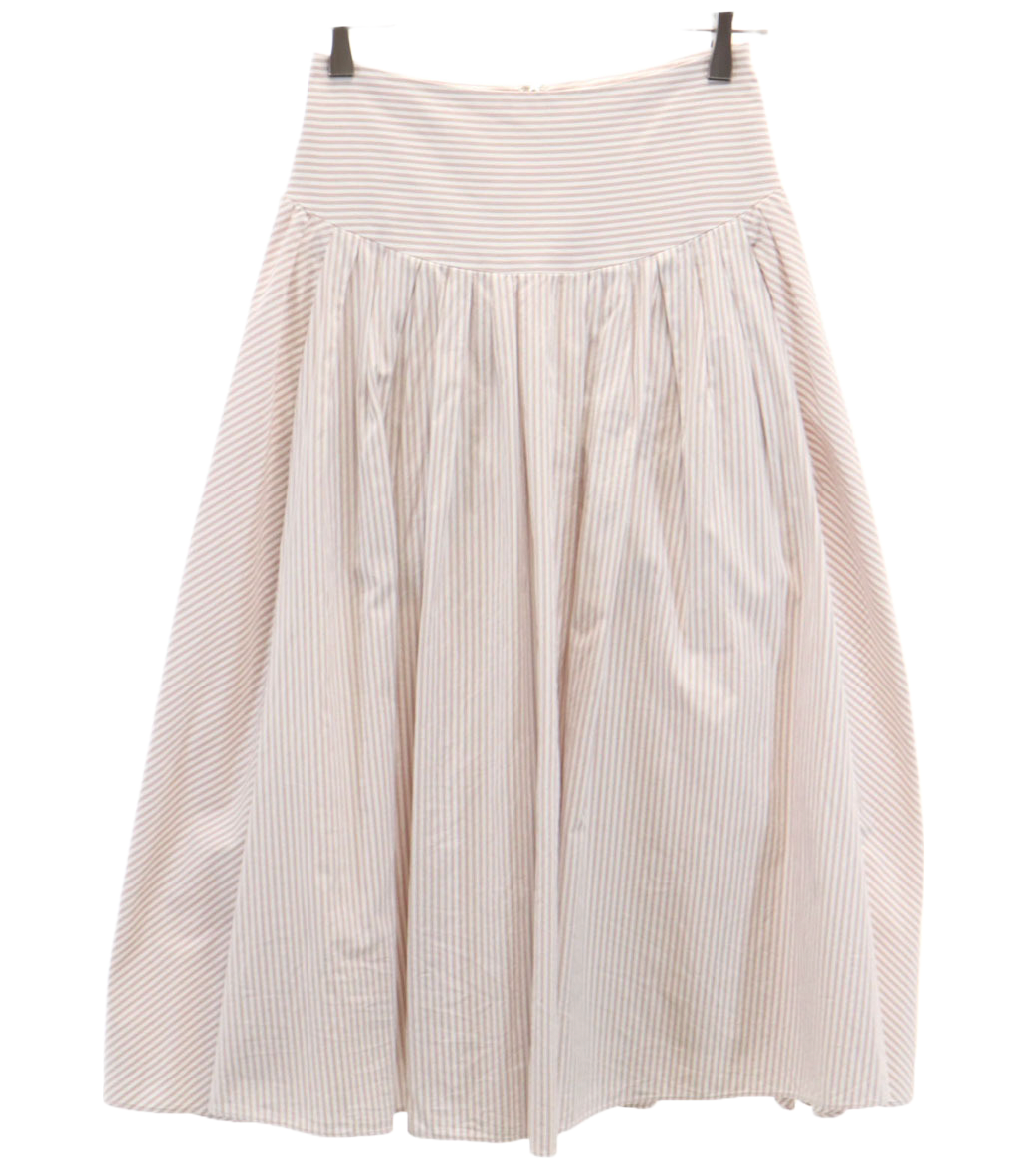 Lanvin Collection Pink White Stripe drop waist gathered skirt