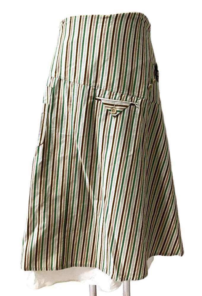 Marni Stripe Multi Colour A Line Skirt w Assymetrical Waist