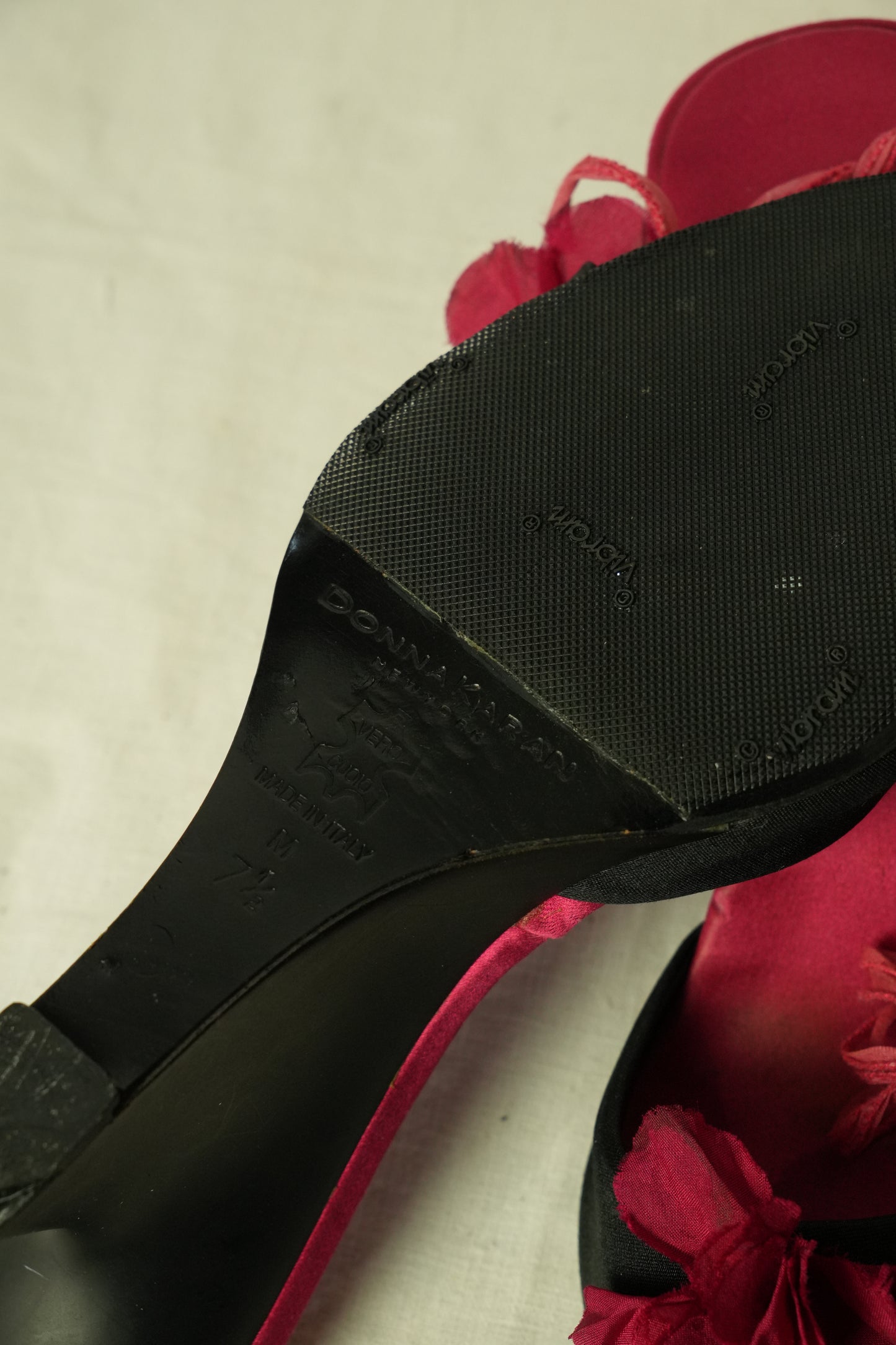 Donna Karan Velvet Floral Motif Wedges Heels