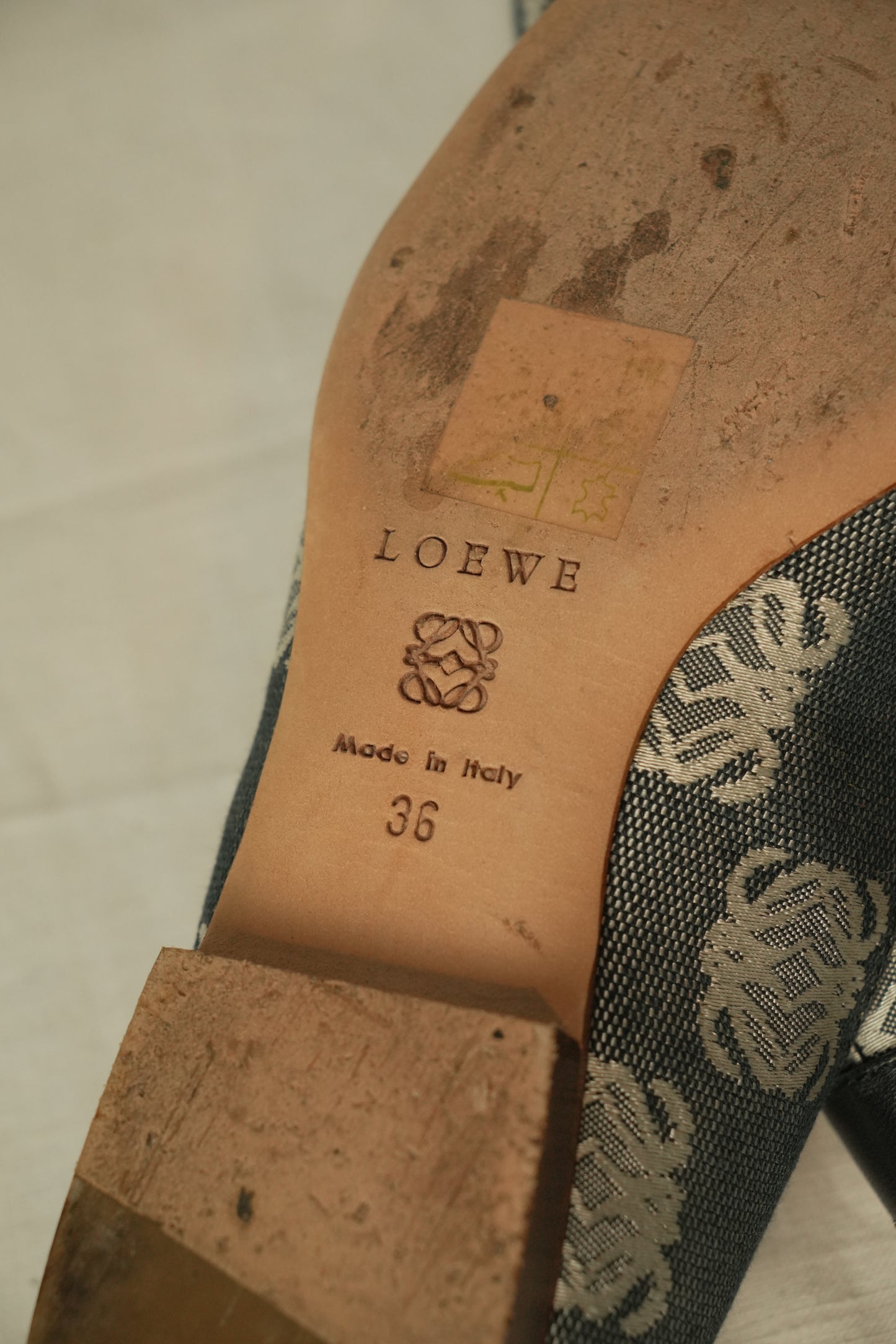 Loewe Monogram Canvas Point Toe Flats Sz 36