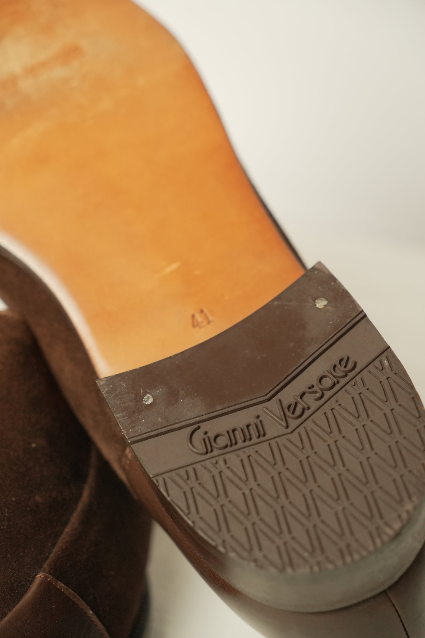 Gianni Versace Brown Suede Leather Loafers Sz41