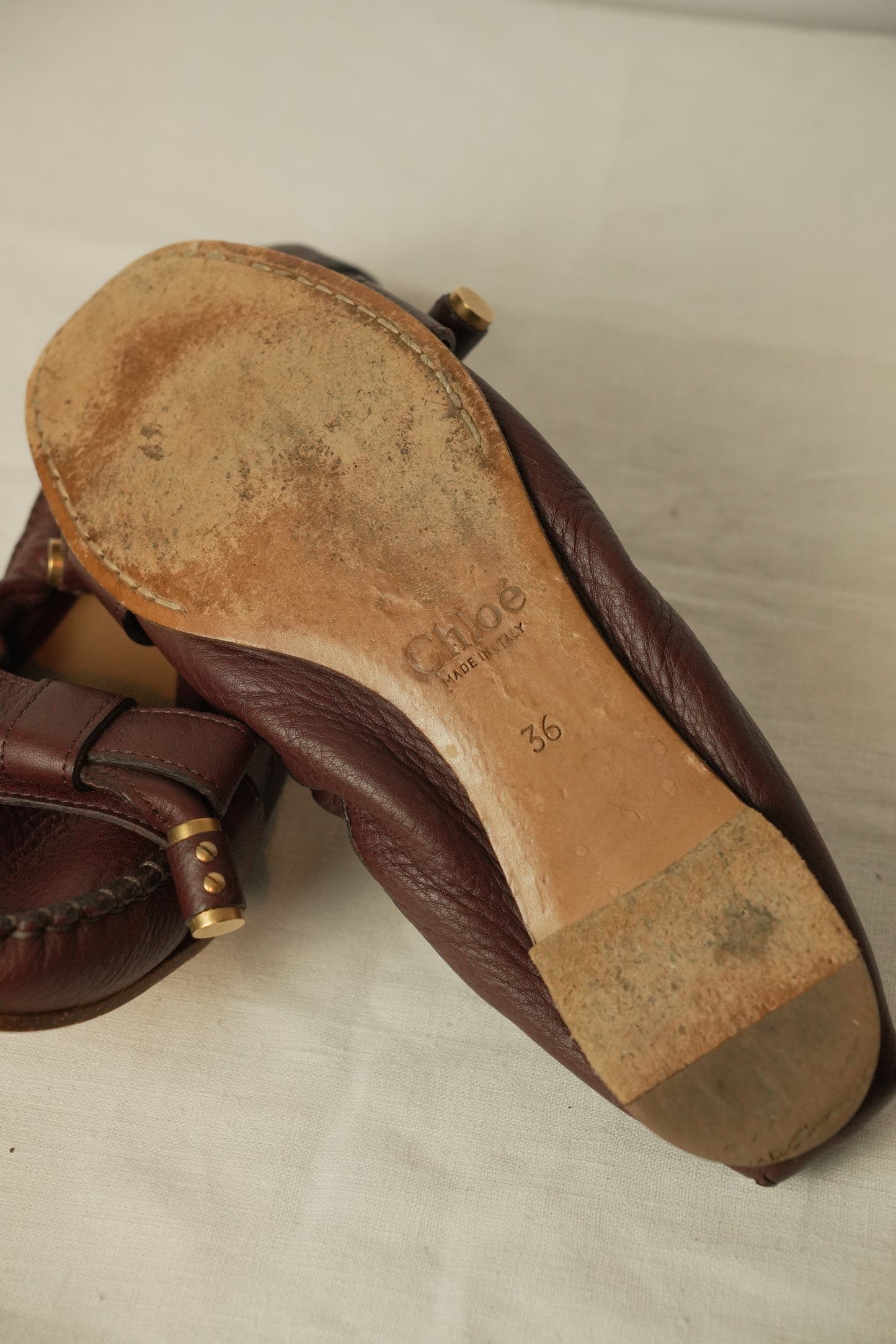 Chloe Burgundy Flats Sz 36