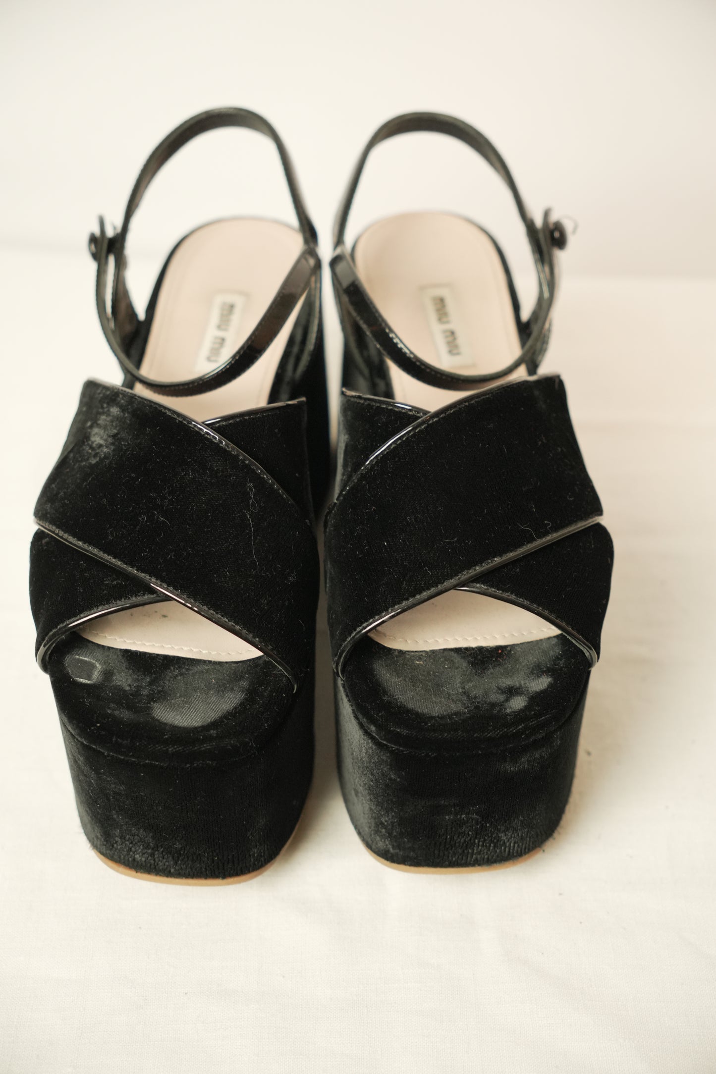 Miu Miu Velvet BNIB Wedge Platforms Sz 38.5
