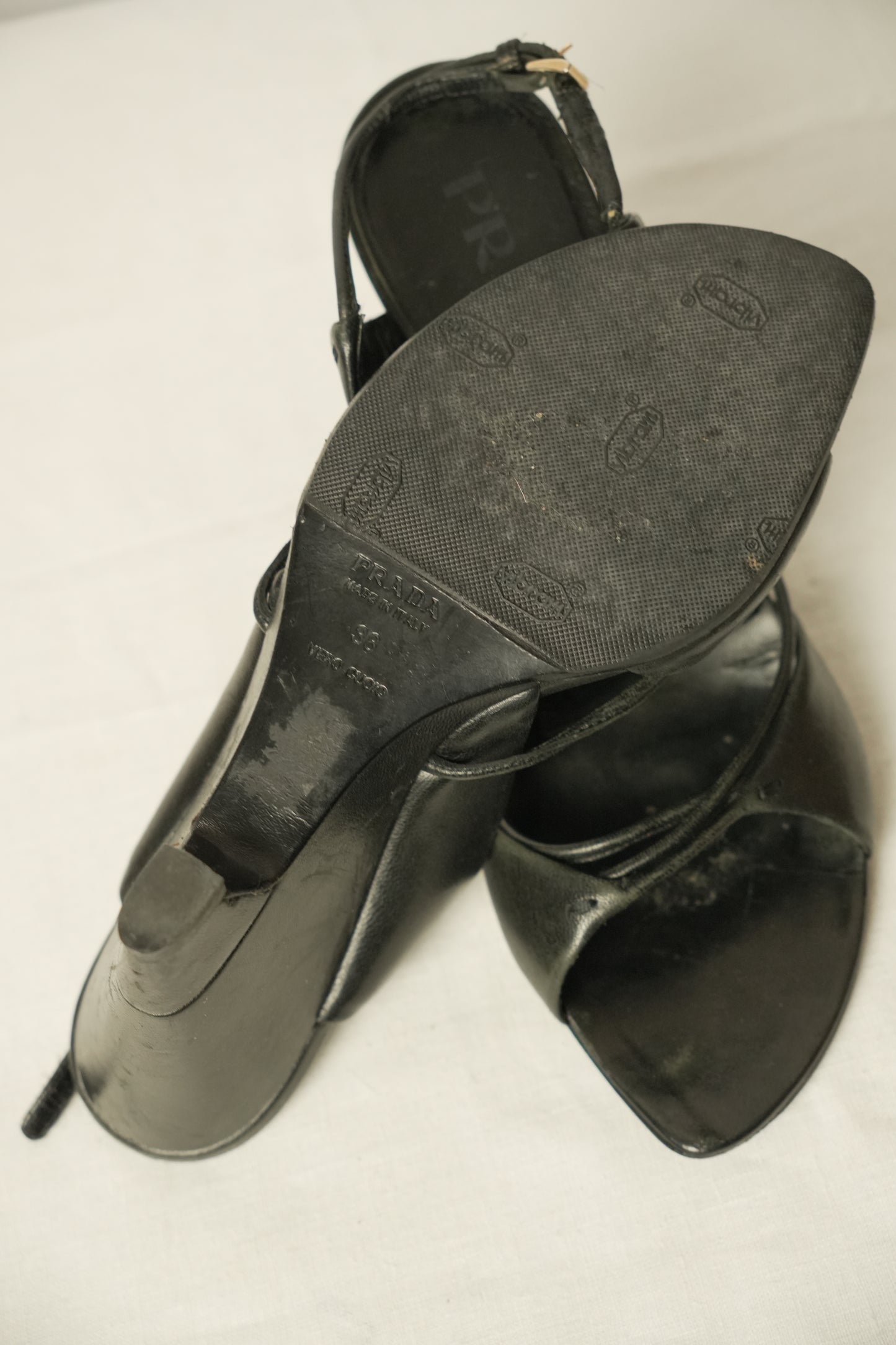 Prada Leather Strappy Wedges Sz 38