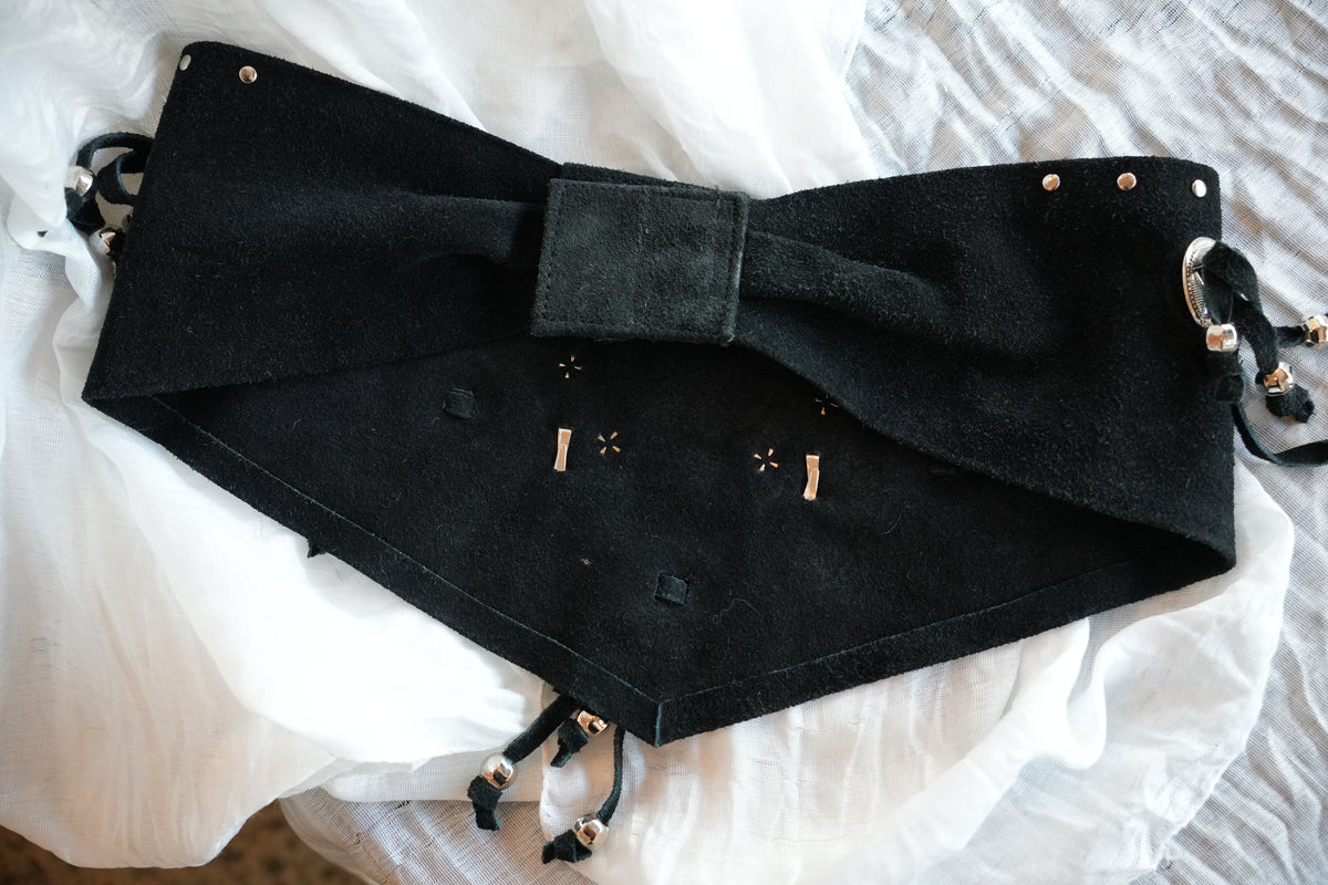 Suede Leather Western Studded Fringe Belt Made in Italy