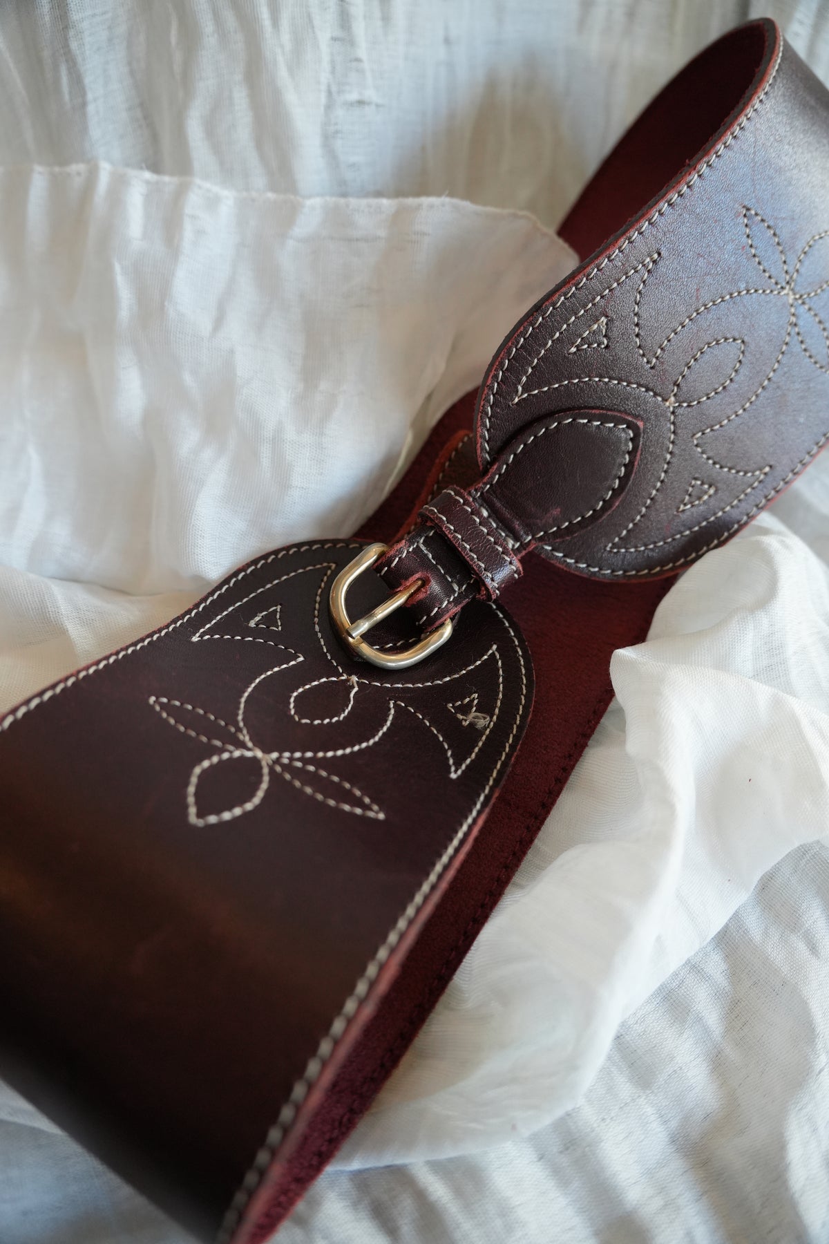 Kenzo Brown Belt Western Stitching