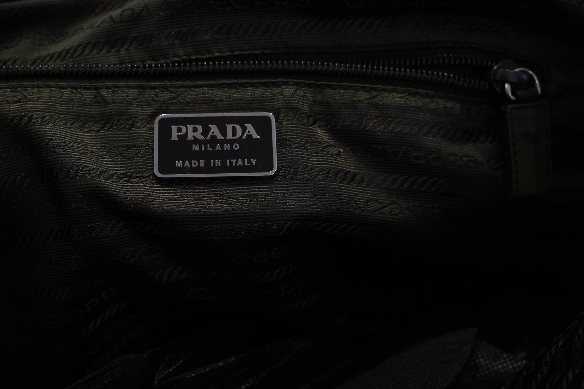 Prada Red Nylon Bowling Bag w Lock, Double Strap Handbag