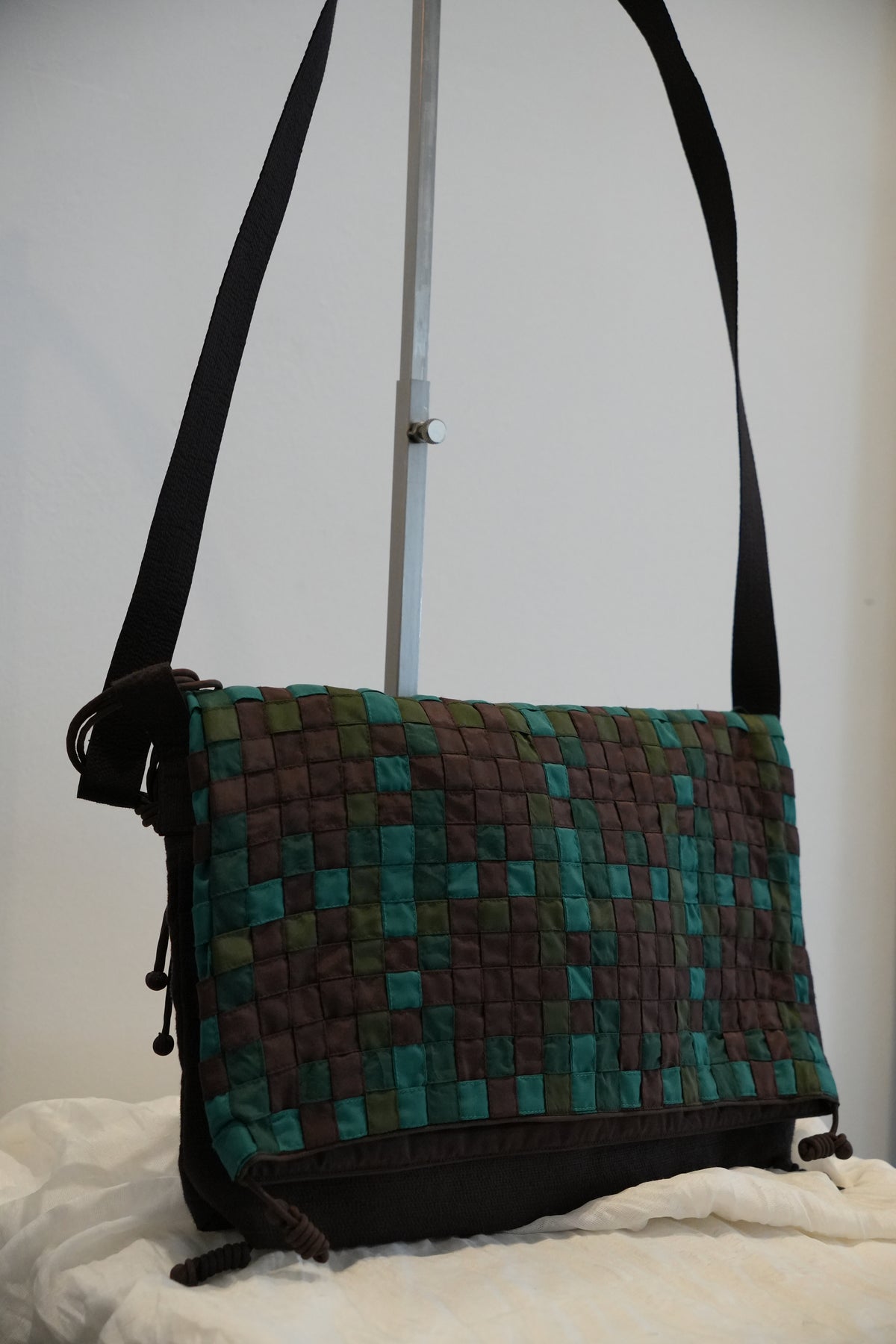 Issey Miyake Tamasha Woven Brown Green Crossbody Bag