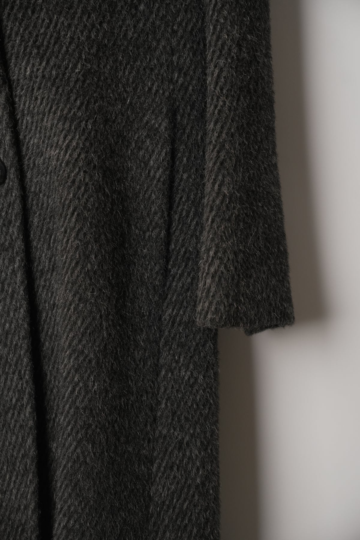 Altoca Pot Grey Wool Long Coat w Fur Collar