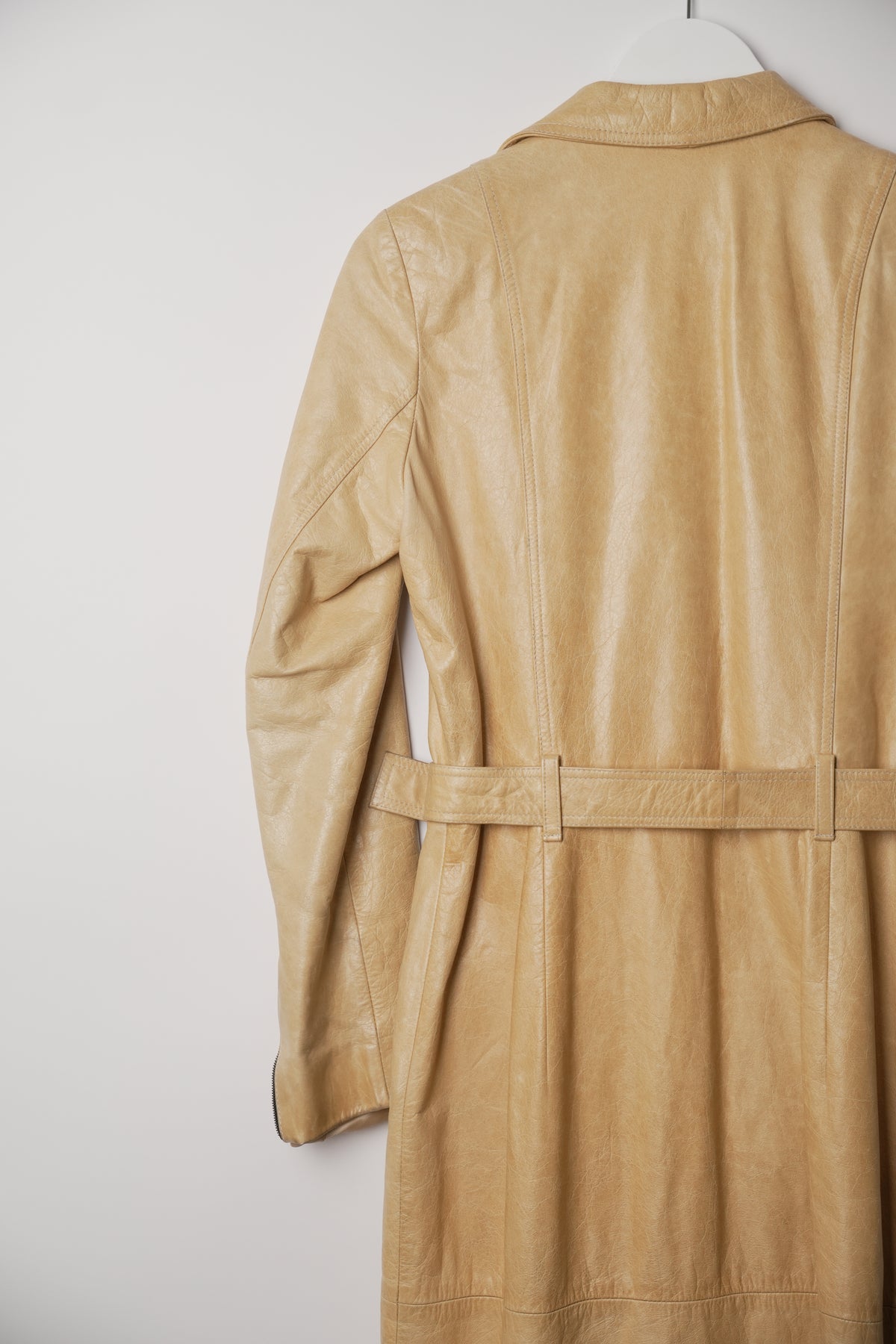 Vintage Yellow Shoulder Pad Motorcycle Leather Coat