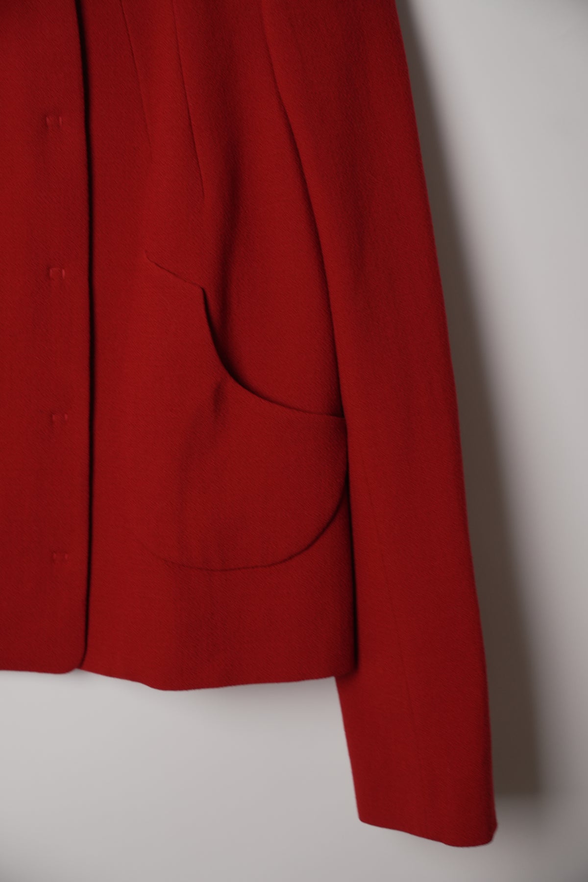 Sonia Rykiel Red Collarless Blazer w Pockets
