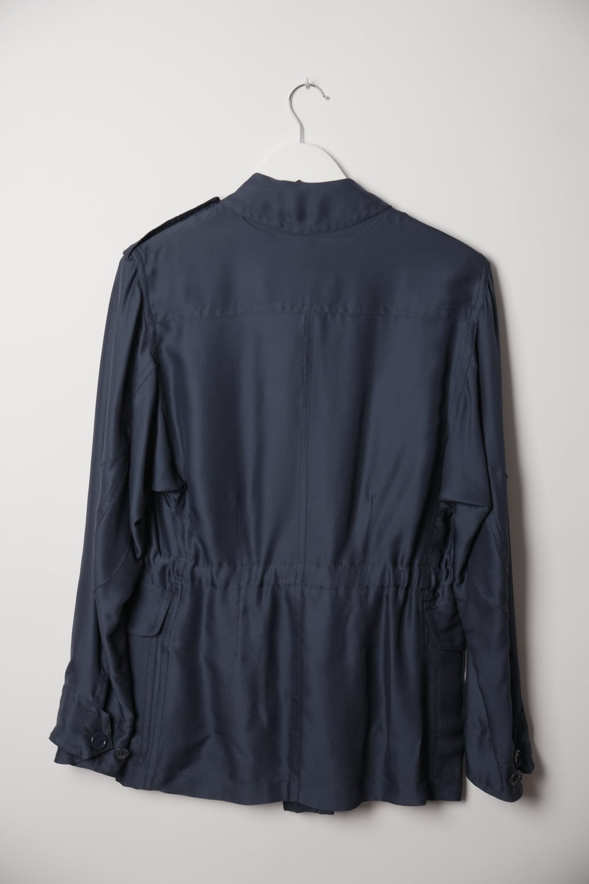 Yves Saint Laurent 2009 Navy Silk Safari Jacket