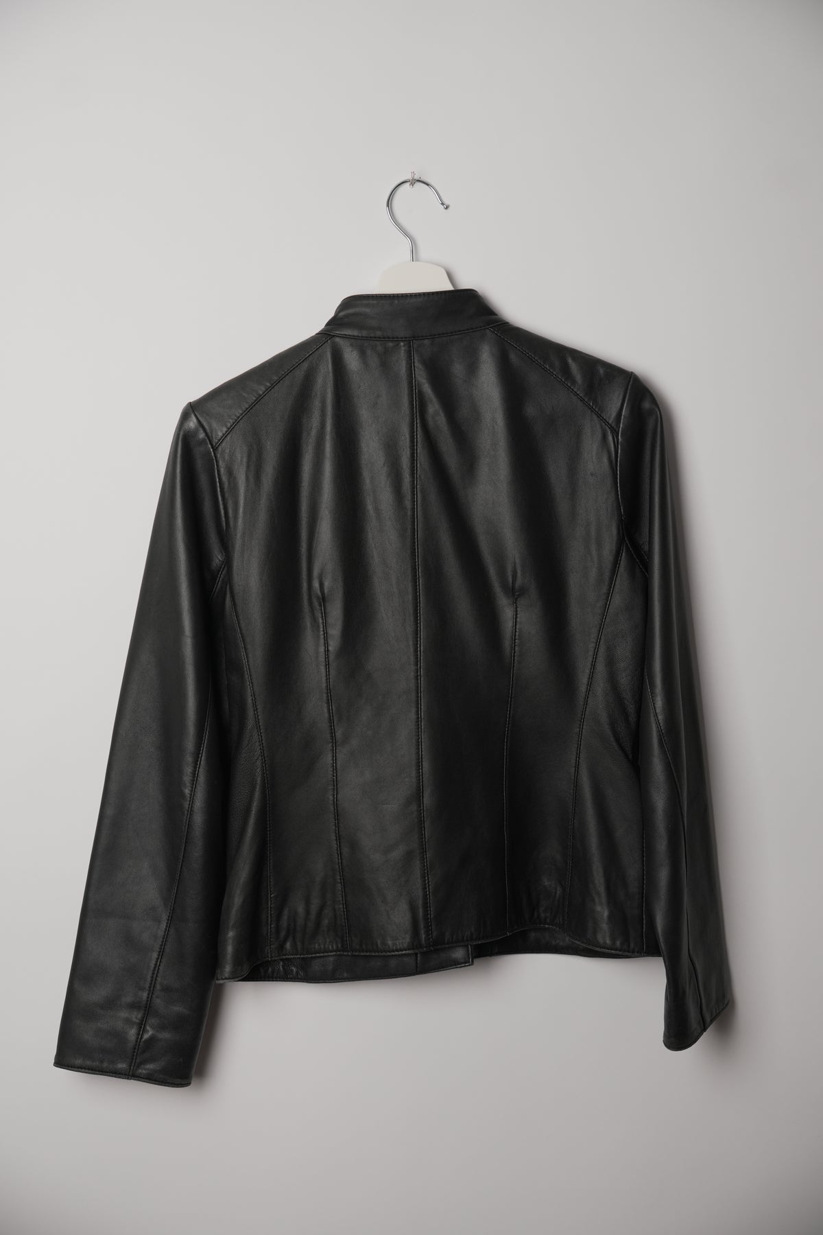 Otto Leather Mock Neck Jacket w Stud Detail