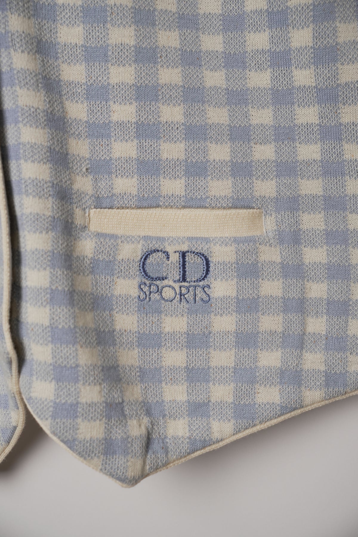 Christian Dior Sports CD Logo Blue White Check Knit Vest