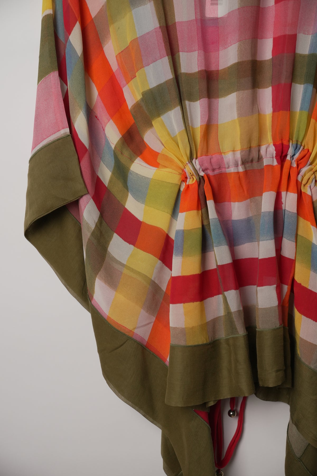 Moschino Cheap and Chic Multicolour Silk Stripe Drawstring Kaftan