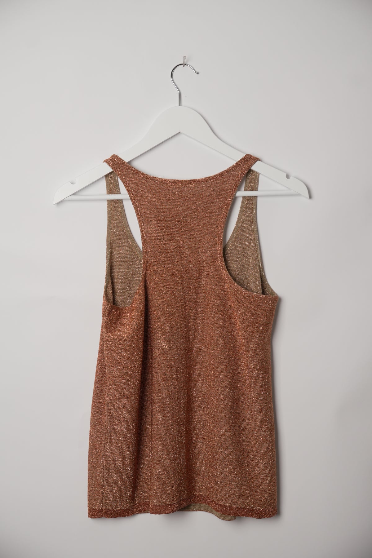 Chloé Copper Metallic Knit Racerback Singlet
