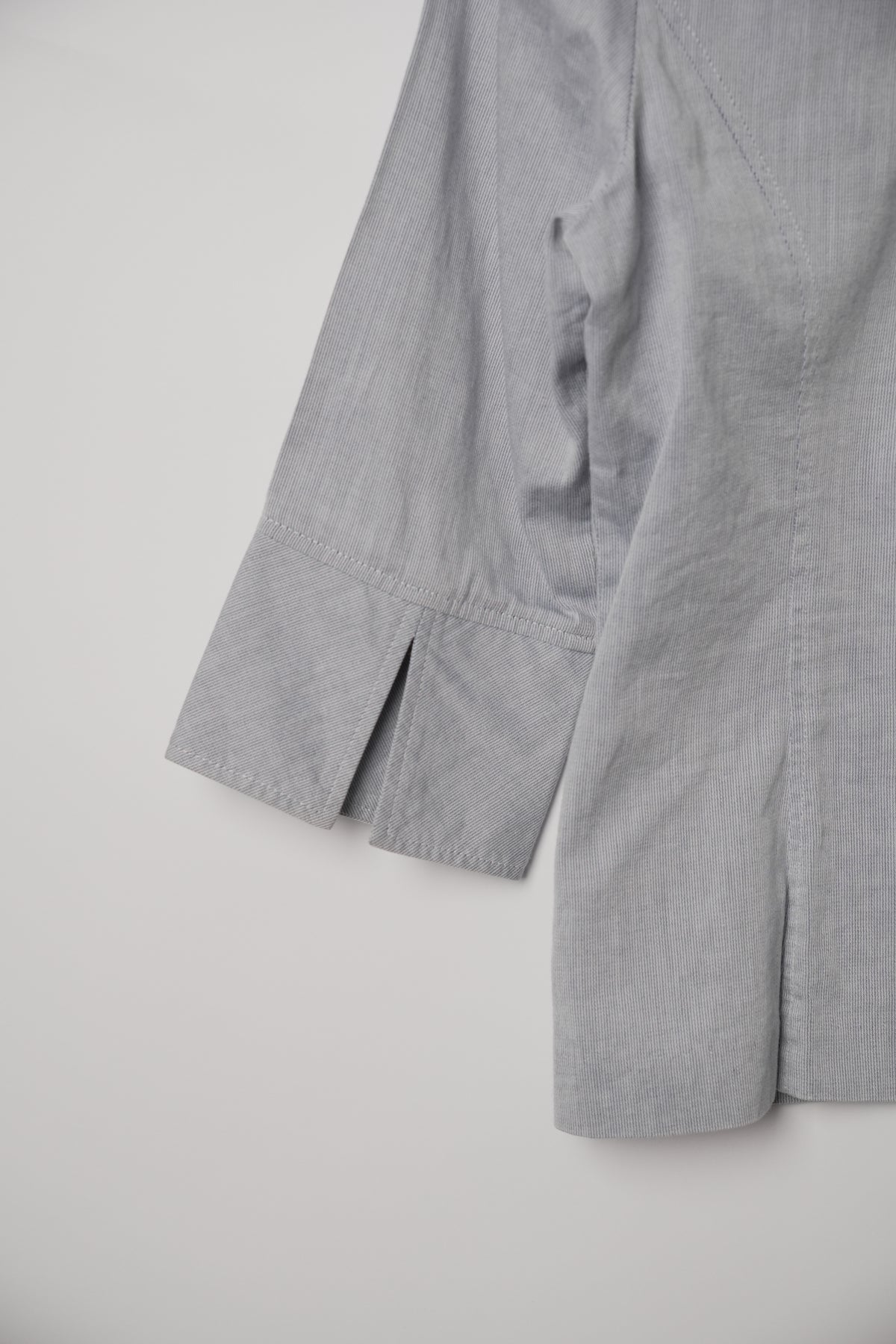 Courrèges Grey Stripe 3/4 Sleeve Button Down Shirt