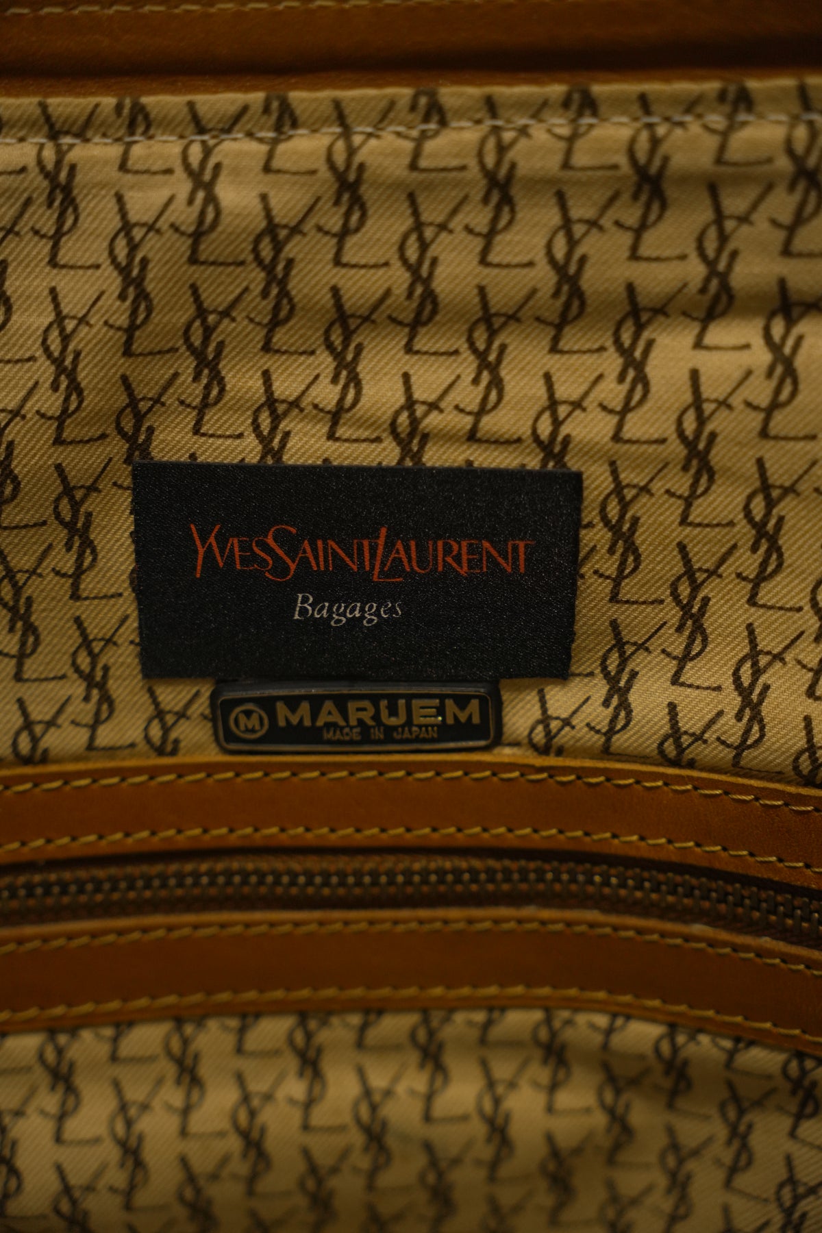 Yves Saint Laurent Y Line Leather Trim Canvas Tote Handbag
