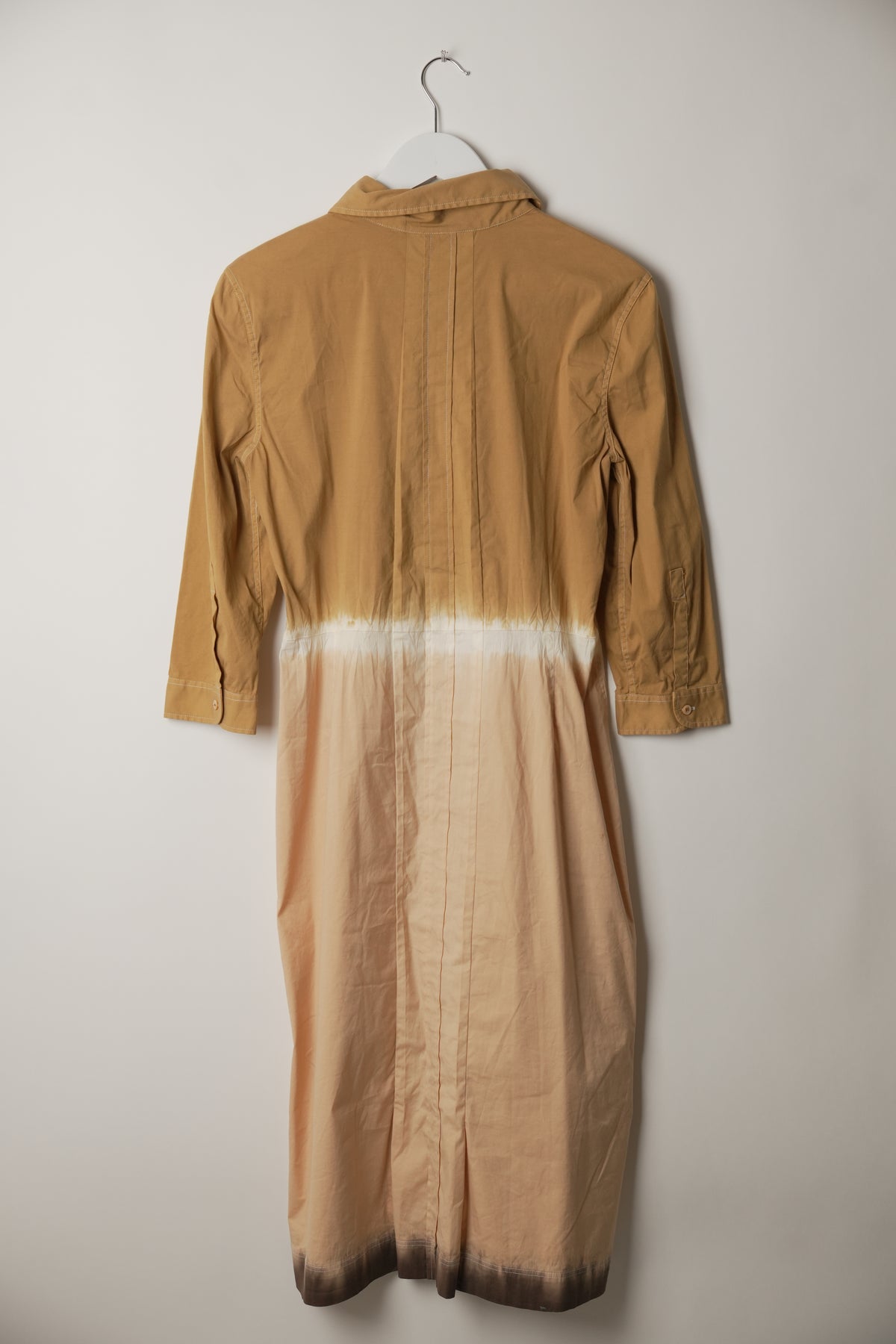 Prada Brown Pink Tie Dye Long Sleeve Shirt Midi Dress