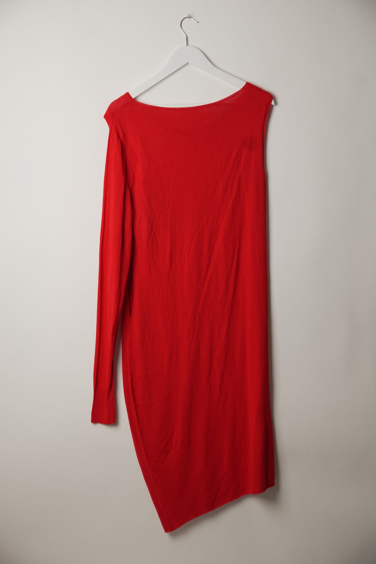 MM6 Maison Margiela Single Long Sleeve Cut Out Red Knit Dress