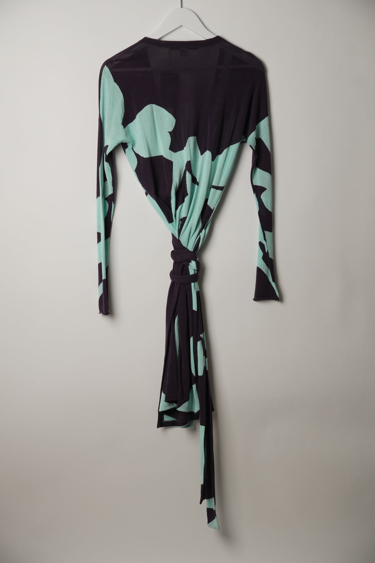 Diane von Furstenberg Purple Blue Floral Long Sleeve Wrap Dress