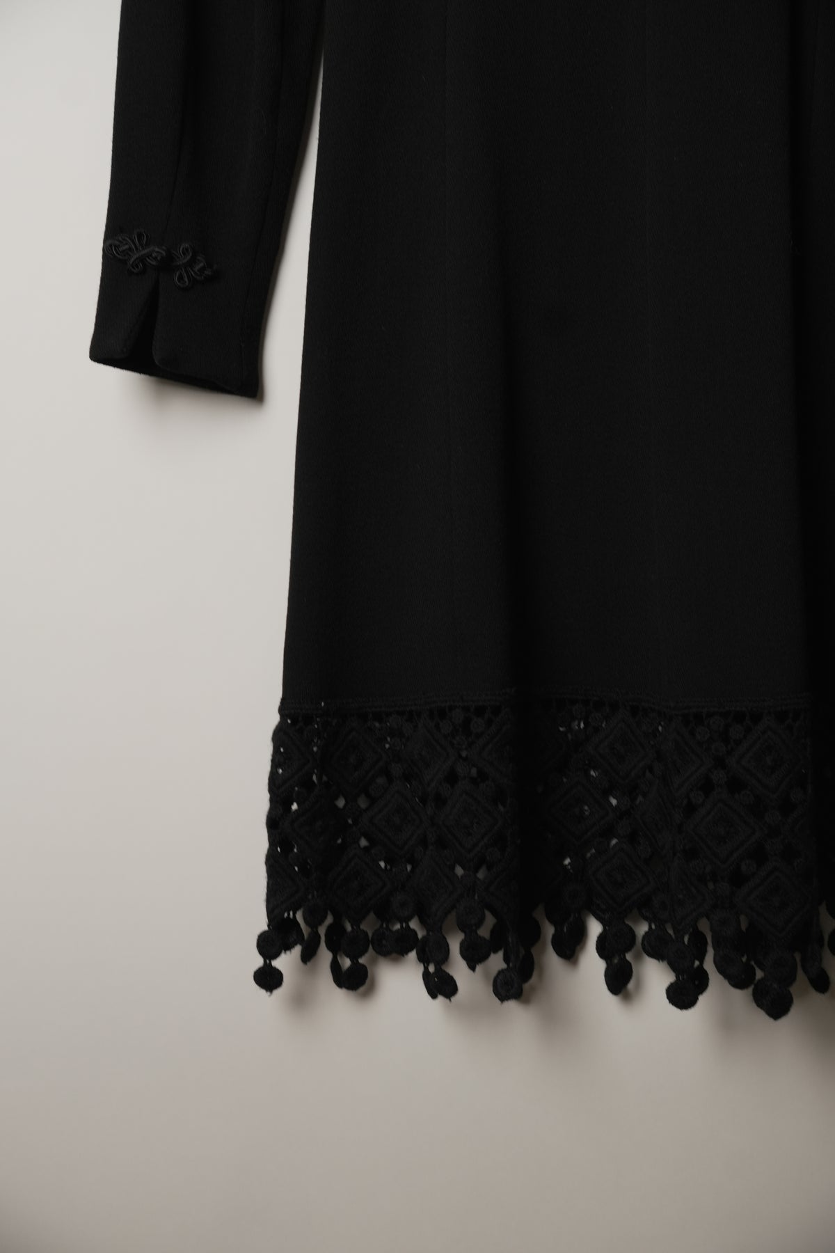 Valentino Frog Closure with Lace Hem Blazer Long Sleeve Dress 80s