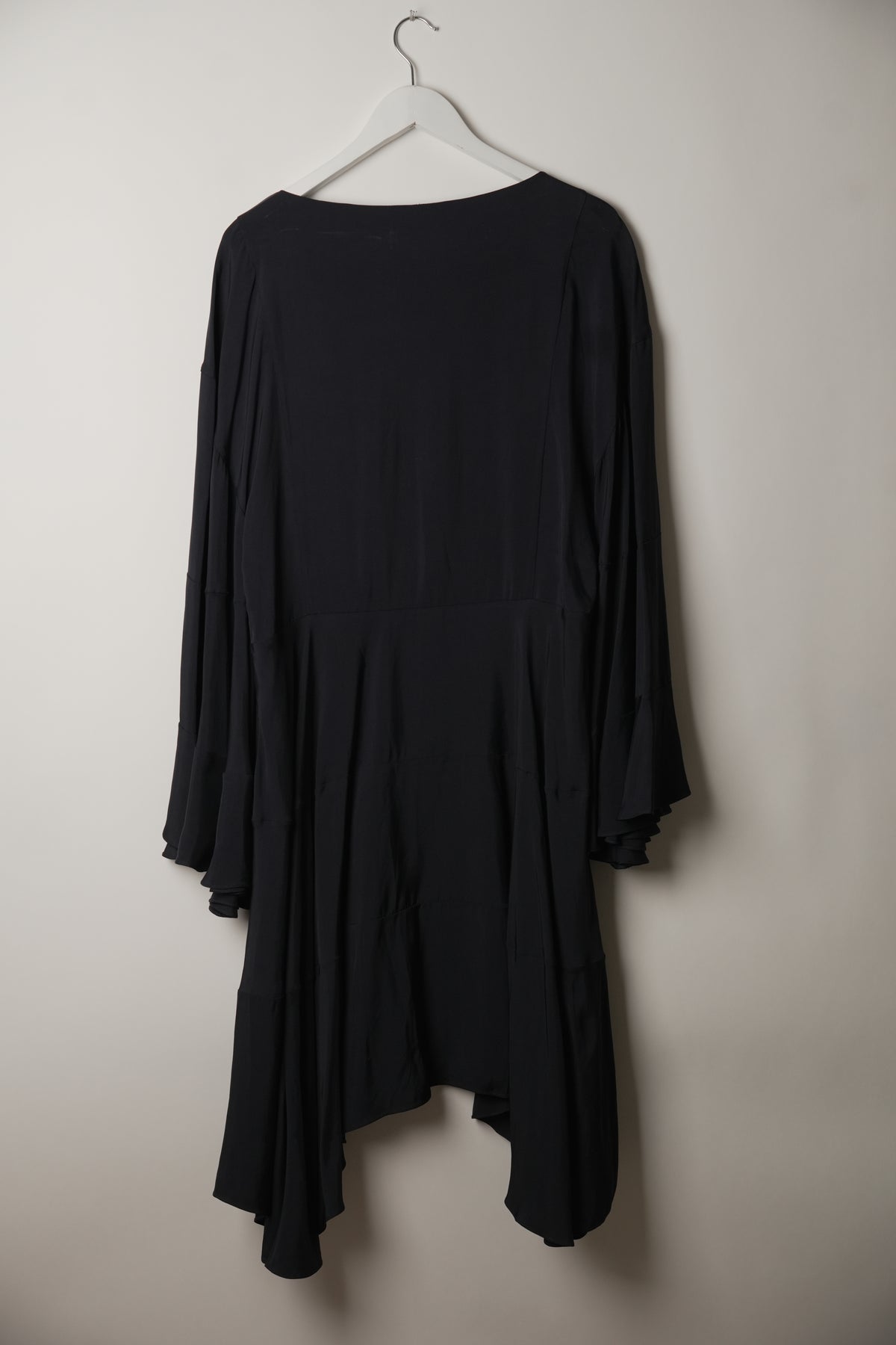 Chloe Long Flare Sleeve Satin Dress